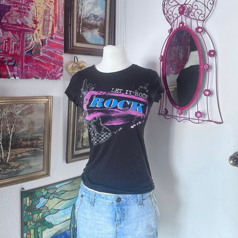 abbey dawn let it rock graphic shirt vintage y2k